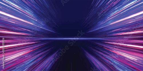 Photos Futuristic speed lines effect with purple and pink lights in perspective