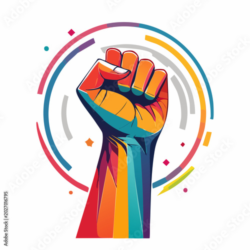 Rainbow Fist Raised in Solidarity and Pride