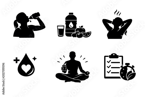 Yoga and Meditation Lotus Position Icon Set Vector Illustration