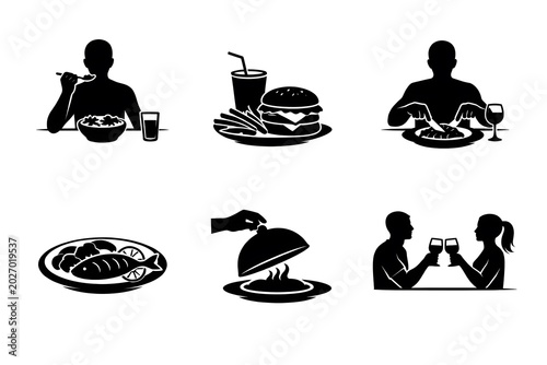 Spa restaurant and food icons set vector illustration