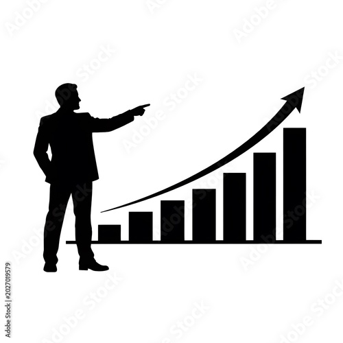 Businessman analyzing financial growth chart and business success graph illustration