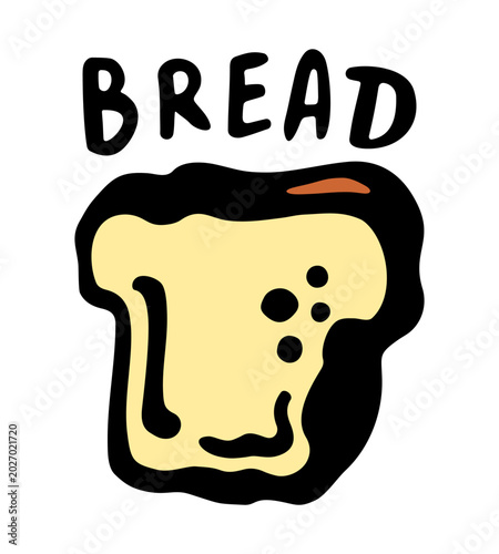 Color illustration on a white isolated background of freshly baked bread with a signature