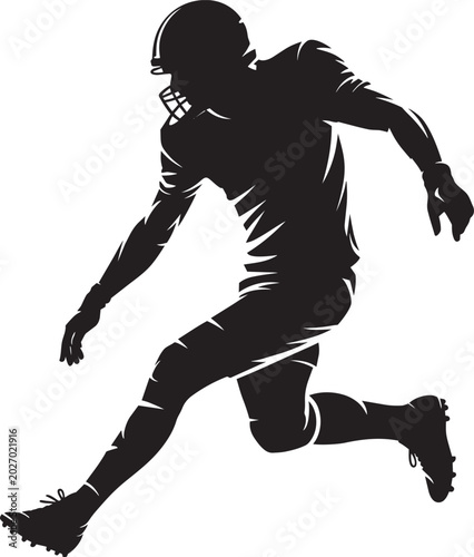 Bilde på lerret Silhouette of an american football player in motion, wearing a helmet and unifor