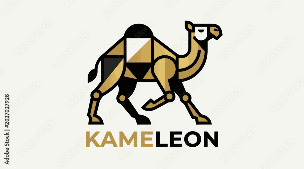 Fototapeta premium Geometric Camel Logo with Text KAMELEON
