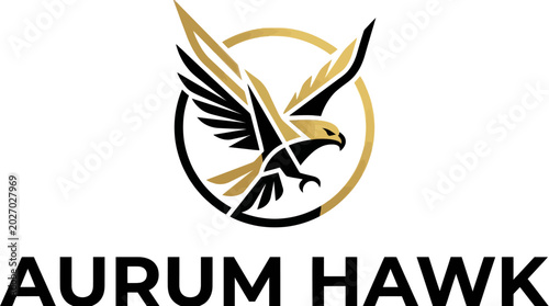 Photos Golden Hawk Logo Design - Aurum Hawk Emblem