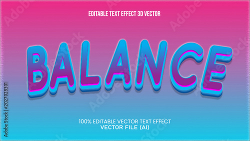'' balance '' TEXT EFFECT 3D VECTOR FOR ALL YOUR NEEDS