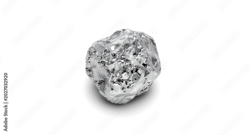 Fototapeta premium A shiny silver nugget isolated on a pristine white background symbolizing luxury and exclusivity