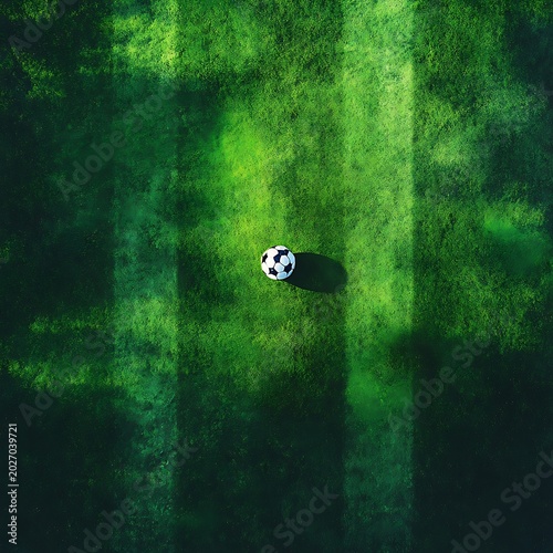 Minimal soccer field background with ball at midfield high resolution picture