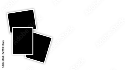 Three blank photo frames collage with shadow isolated on transparent background