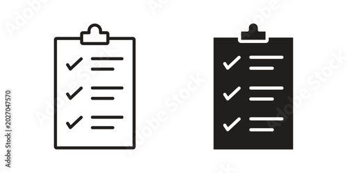 List check icon with editable stroke and solid design vectors