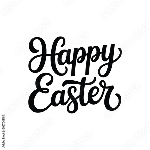 Fotografie Happy easter lettering black and white calligraphy design