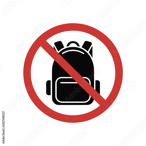Vászonkép prohibition sign with backpack icon red circle and slash