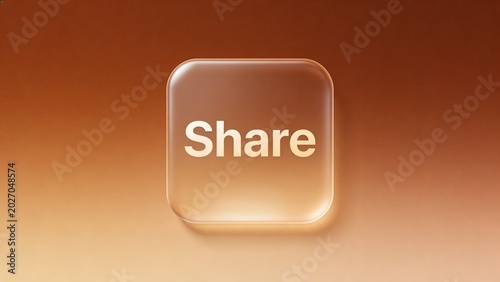 A shiny share button glows on a gradient background