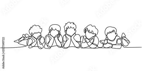 Photos Children lying on floor in one line style line one line children kids lying down