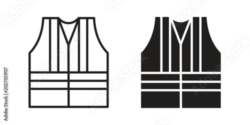 Schilderij op canvas Safety vest icon with editable stroke and solid design vectors