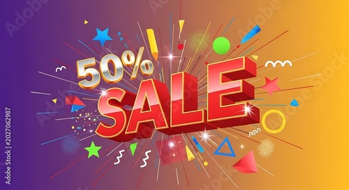 Colorful neon happy new year celebration party banner illustration with festive decoration and text design