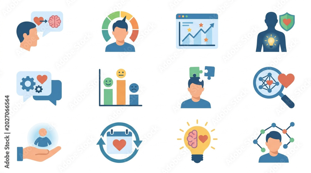 Fototapeta premium Collection of Icons Representing Health and Wellness Concepts.