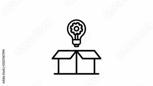 Creative idea out of the box innovation animation loop for business startup website and presentation design