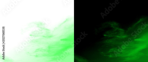 Ethereal green smoke texture on black and white backgrounds, mystical toxic gas clouds, abstract neon vapor swirls for creative overlays