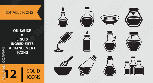 Oil Sauce and Liquid Ingredients Collection for Culinary Preparation and Rustic Kitchen Styling