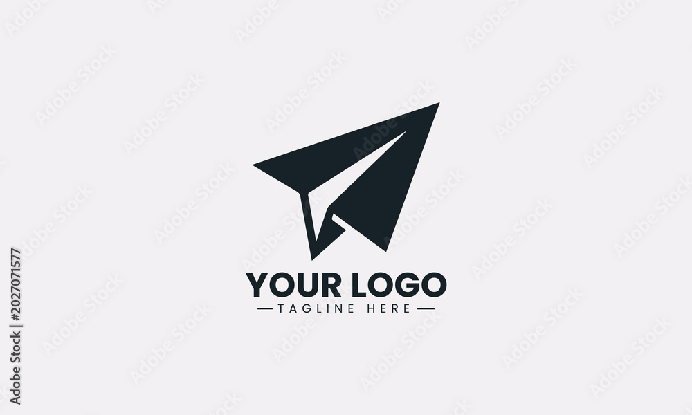 Obraz premium A dynamic paper airplane breaking through a circular frame minimalist black vector logo