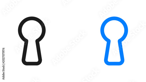 Set of Two Minimalist Keyhole Icons in Black and Blue Outlines