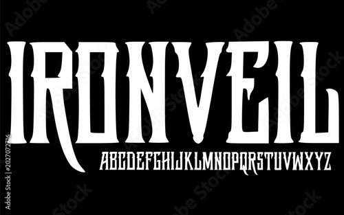 Ironveil Gothic Blackletter Font Alphabet – Tall Sharp Display Typeface with Dark Medieval Style for Metal Band Logos, Tattoo Design, Album Covers & Powerful Typography Projects