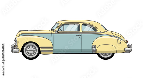 Photos Side view of a two-tone vintage car