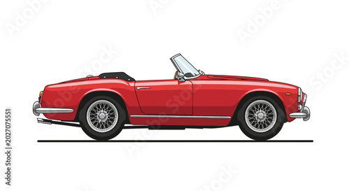 Bild auf Leinwand Red classic convertible sports car isolated on white background.