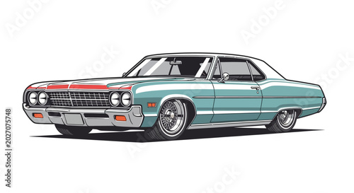 Konstfotografi Retro vintage american car on white background