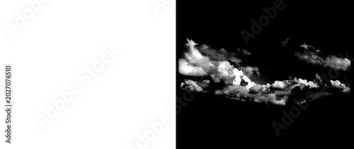 Obraz na płótnie Dramatic white clouds on black background, ethereal smoke texture overlay, wispy