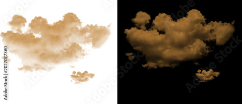 Photos Golden brown fluffy clouds isolated on white and black backgrounds, sepia cumulu