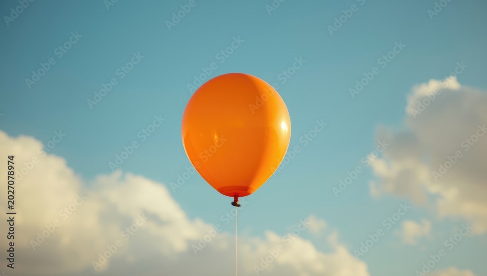 Obraz premium Cheerful orange balloon sailing smoothly in bright daylight