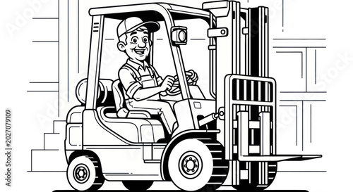 Canvas-taulu Man Operating Forklift Vehicle Machinery.