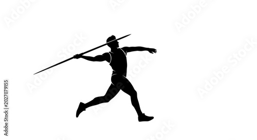 Tableau sur toile Man running with javelin in hand.