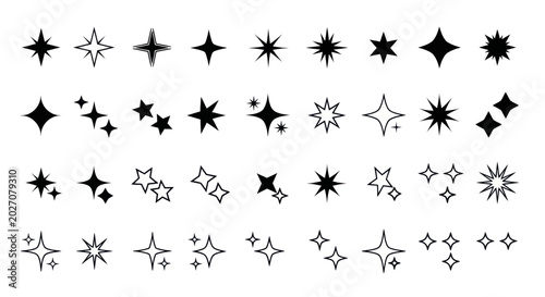 Schilderij op canvas Collection of various star shapes.
