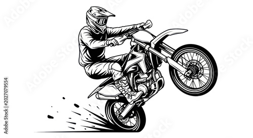 Foto Man Riding a Dirt Bike Motorcycle.