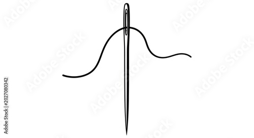 Cuadro en lienzo Close-up of a sewing needle with thread.