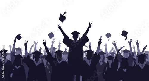 Photos People Celebrating Graduation Day with Hats.