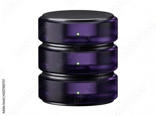 Conceptual 3D Database Tower Symbolizing Robust Digital Data Storage and Security