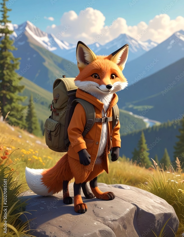 Naklejka premium Fox mountain view