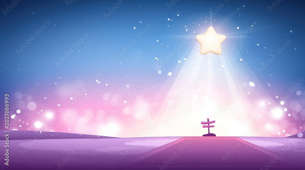 Naklejka premium Dreamy night sky with glowing star and soft pastel colors