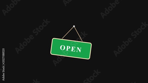 **Vibrant green shop sign flipping from “Closed” to “Open,” symbolizing business readiness, welcoming customers, and store availability with an eye-catching commercial display
