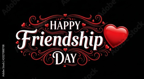 Happy friendship day greeting with red hearts