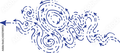 Canvastavla Huge collection of hand drawn swirly arrows and spiral doodles in a sketchy line