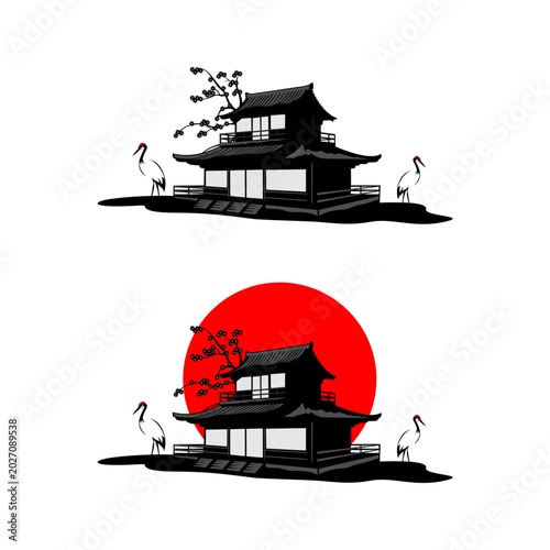 Tablou pe pânză illustration of a traditional Japanese house