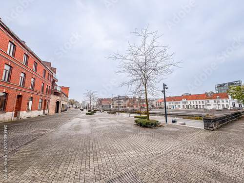 Quadro su tela Street view of Kortrijk, Belgium