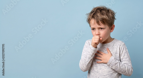 bronchitis symptoms boy with copy space