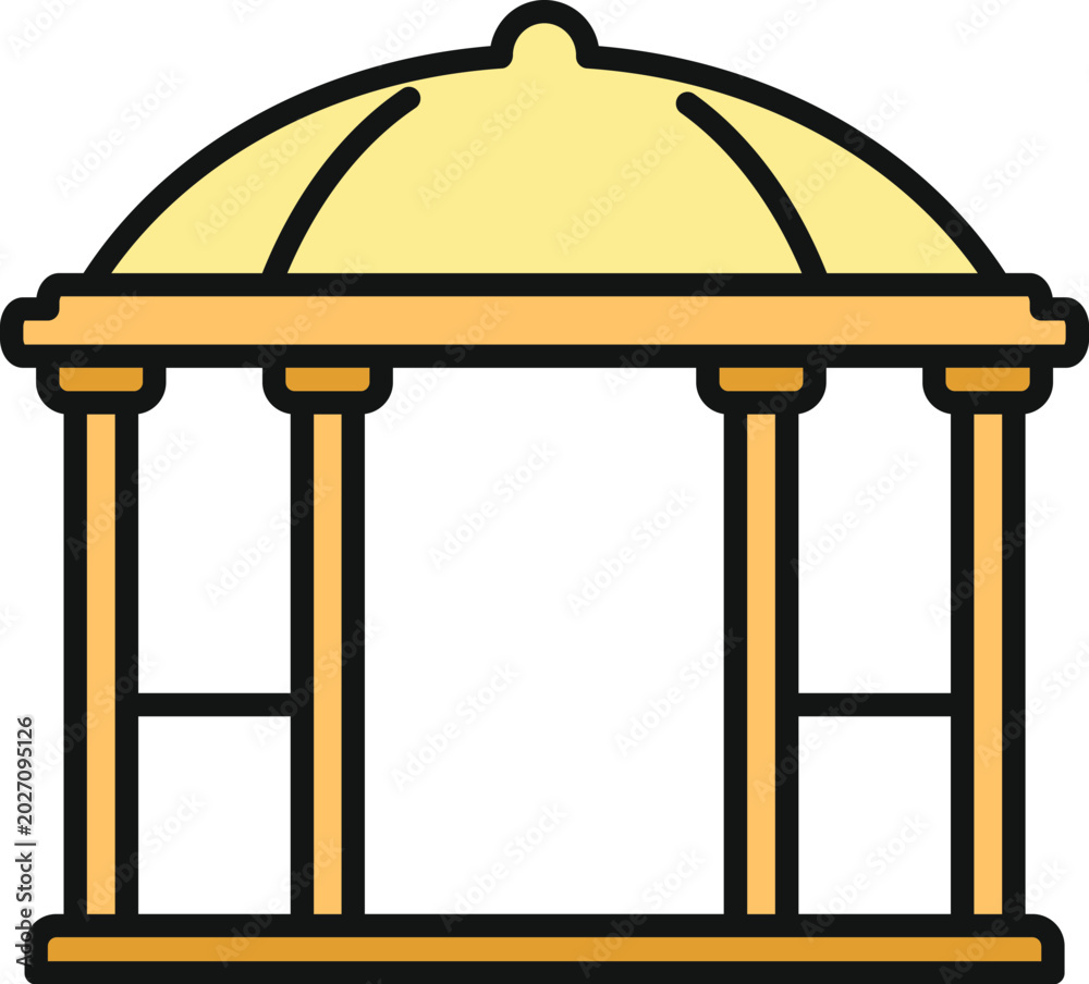 Fototapeta premium Gazebo structure with a dome roof and columns, presenting architectural design