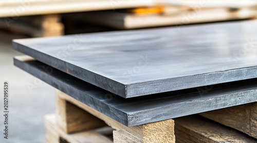 mirror. A thick steel plate with a mirror-like cut surface, metallic texture. safety posters, maintenance manuals, designed for industrial assembly lines and welding operations, used by engineers.